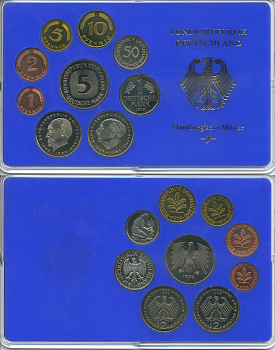 ФРГ набор из 9 монет 1978 J, официальный государственный набор, в пластике    PROOF  3540-18