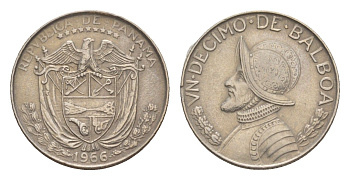 Панама 1/10 бальбоа (10 сентесимо) 1966 KM 10 медь плакированная медно-никелем 4644-128