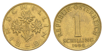 Австрия 1 шиллинг 1994 KM 2886 алюминиевая бронза 4633-941