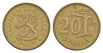 Финляндия 20 пенни 1963 KM 47 алюминиевая бронза 4525-837