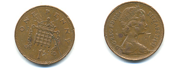 Великобритания 1 пенни 1984 Елизавета II (1952-2022) KM 927, Spink 4238 (B2) бронза 179-831