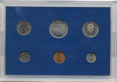 Швеция набор из 6 монет 1980 официальный набор монетного двора, Карл XVI Густав (1973- ) UNC 2-4-1-35