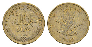 Хорватия 10 лип 2009 табак обыкновенный, нечетный год KM 6 сталь плакированная латунью 3309-618