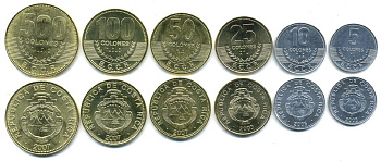 Коста-Рика лот из 6 монет 2003-2007 5, 10, 25, 50, 100, 500 колон UNC M76-17