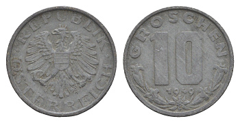 Австрия 10 грошей 1949 KM 2874 цинк 4576-817