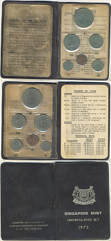 Сингапур набор из 6 монет (1, 5, 10, 20 и 50 центов; 1 доллар) 1973 в оригинальной банковской упаковке KM 1, 2, 3, 4, 5 и 6 UNC 8-2-06-21
