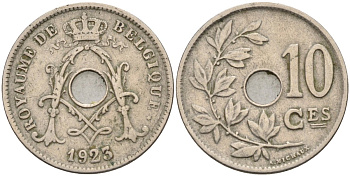 Бельгия 10 сантимов 1925 Belgique, Альберт I (1909-1934) KM 85 медно-никель 4591-851
