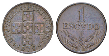 Португалия 1 эскудо 1979 KM 597 бронза 4654-345