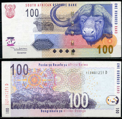 ЮАР 100 рандов ND (2005) буйвол, зебры, подпись Mboweni Pick 131 a  бумага  aUNC 8616-45-1-2