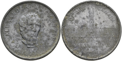 Канада медаль 1873 (1964) Александр МАККЕНЗИ, диаметр 32 мм. цинк 4111-1246