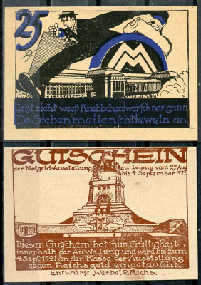 Германия, Лейпциг 25 пфеннигов 1921 нотгельд, итоги I-ой мировой войны Grabowski 784.1 бумага UNC (пресс) 444-91-3-1