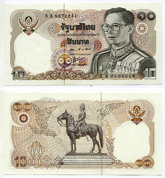 Таиланд 10 бат 1980 король Рама IX, подпись 55 Pick 87 (4) бумага UNC (пресс) 8615-70-1-2