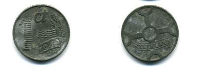 НИДЕРЛАНДЫ 1 ЦЕНТ 1942 ВИЛЬГЕЛЬМИНА (1890-1948) KM 170 цинк 57-411