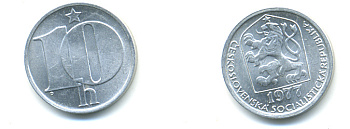 Чехословакия 10 геллеров 1977 KM 80 алюминий 89-1757