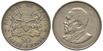 Кения 50 центов 1968 Джомо Кениата KM 4 медно-никель 4182-154