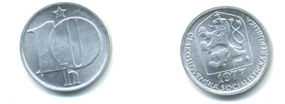 Чехословакия 10 геллеров 1977 KM 80 алюминий 89-1757