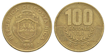 Коста-Рика 100 колонов 1998 KM 230a алюминиевая бронза 4631-331