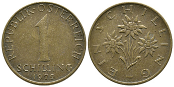 АВСТРИЯ 1 ШИЛЛИНГ 1979 KM 2886 алюминиевая бронза 36-343