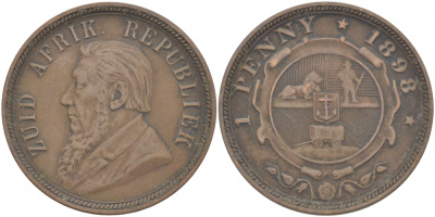 Южно-Африканская Республика, Трансвааль 1 пенни 1898 Пауль Крюгер KM 2 медь 180-931