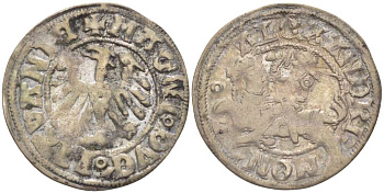 Великое княжество Литовское 1/2 гроша (полугрош) 1501-1506 Александр I король Польский (1501-1506), вес 0,95 гр., погоня Saurma 5504 серебро 1517-311