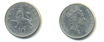 Великобритания 10 пенсов 1992 Елизавета II (1952-2022) KM 938b, Spink 4367 (F4) медно-никель 59-512