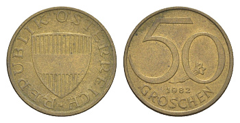 Австрия 50 грошей 1982 KM 2885 алюминиевая бронза 4124-314
