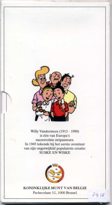 Бельгия медаль 1995 50 лет мультфильму (1945-1995), в оригинальном буклете UNC 7-4-56