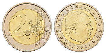 Монако 2 евро 2001 KM 174 биметалл UNC 67-1144