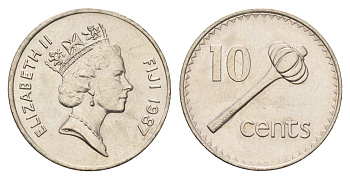 Фиджи 10 центов 1987 KM 52 медно-никель UNC 4671-417