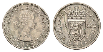 Великобритания 1 шиллинг 1962 Елизавета II (1952-2022), Шотландский герб KM 905, Spink 4148 медно-никель 4671-1221