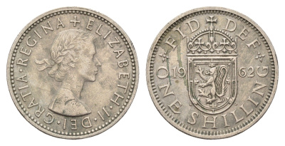 Великобритания 1 шиллинг 1962 Елизавета II (1952-2022), Шотландский герб KM 905, Spink 4148 медно-никель 4671-1221
