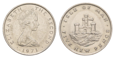 Остров Мэн 5 пенсов 1971 PM, Елизавета II (1952-2022) KM 22 медно-никель 4654-652