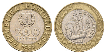 Португалия 200 эскудо 1991 Гарсия Де Орта (1501-1568) KM 655 биметалл 4673-1217