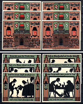 Глаухау (Саксония) набор из 6 нотгельдов 1921 7556-9-3-1