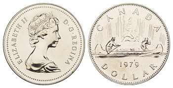 Канада 1 доллар 1979 Елизавета II (1952-2022), каноэ KM 120 никель PROOF-LIKE (BU) 4185-725