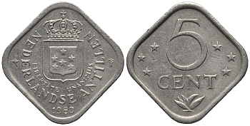 Нидерландские Антилы 5 центов 1983 Беатрикс (1980-2013) KM 13 медно-никель 4576-1247