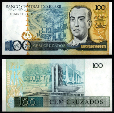 Бразилия 100 крузадо ND (1986-1988) Pick 211 c бумага UNC (пресс) 7191-13-1-2