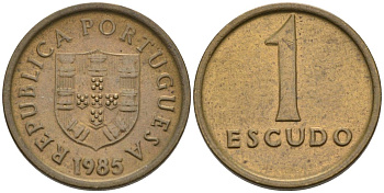 Португалия 1 эскудо 1985 KM 614 никель латунь 4567-748