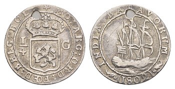 Нидерландская Ост-Индия 1/4 гульдена 1802 год-тип KM 81 серебро 1520-832