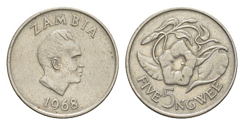 Замбия 5 нгве 1968 Кеннет Каунда KM 11 медно-никель 4617-142