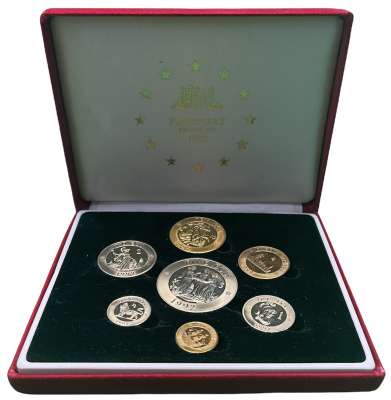 Великобритания набор из 7 монет 1992 набор экю, пифорт (1/10, 1/4, 1/2, 1, 2, 5, 10 экю), в оригинальной коробке PROOF 5-6-3-53