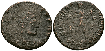 Римская Империя нуммий 367 - 375 Грациан GLORIA ROMANORVM Сисция Good Very fine RIC 14c бронза 1073-9-14