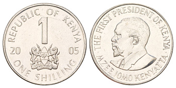 Кения 1 шиллинг 2005 KM 34 сталь плакированная никелем UNC 4612-1254