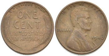 США 1 ЦЕНТ 1940 ЛИНКОЛЬН KM 132 бронза 218-814
