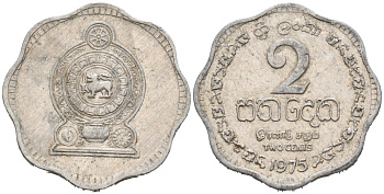 Шри-Ланка 2 цента 1975 KM 138 алюминий 116-745