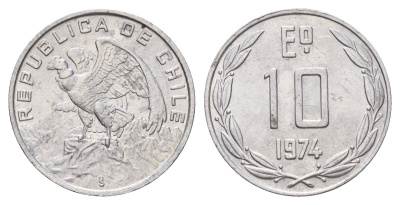Чили 10 эскудо 1974 KM 200 алюминий aUNC 4688-237