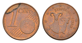 Кипр 1 евроцент 2011 KM 78 сталь плакированная медью 4630-433