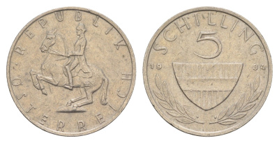 Австрия 5 шиллингов 1984 KM 2889a медно-никель 4551-527