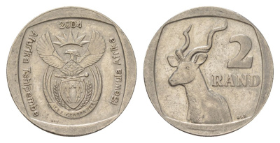 ЮАР 2 ранда 2004 KM 336 медь плакированная никелем 4626-1255
