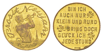 Австрия новогодний счастливый жетон 2004 диаметр 21,4 мм, вес 3,9 гр латунь UNC 4613-647